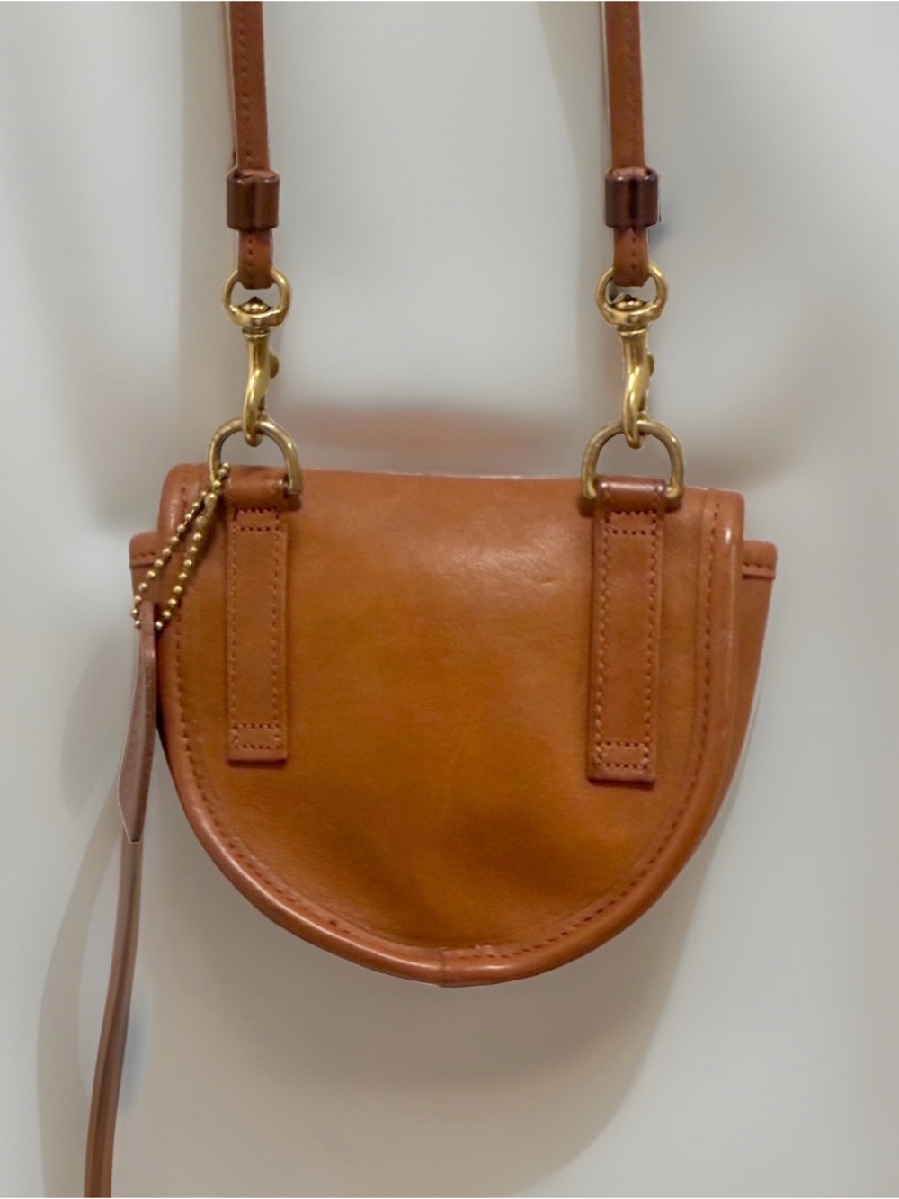 Vintage Coach Brown British Tan Leather Mini Belt Bag Crossbody with spring Lock - Picture 7 of 12